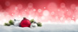 canvas print picture - Weihnachtskugeln im Schnee vor Rot