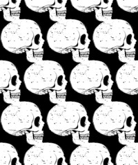 Wall Mural - Side-face white skull seamless pattern