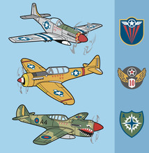 Vintage War Fighter Planes Set 1