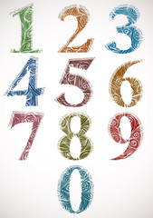 Poster - Retro style numbers with floral pattern.