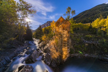 Wall Mural - Moon rise over the Crystal Mill Colorado Landscape