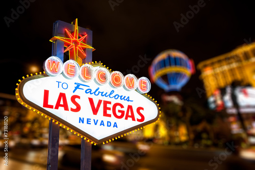 Las vegas sign and strip street background Canvas Print