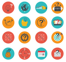 Poster - Set of business icons flat, marketing, e-commerce, finance