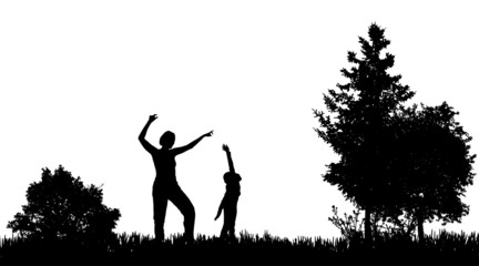 Poster - Vector silhouettes of family.