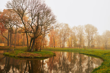 Sticker - Autumn lake in the park