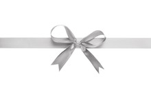 Silver Ribbon With Bow For Packaging