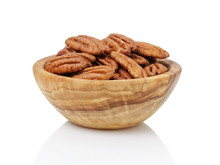 Pekan Nuts In Wood Bowl