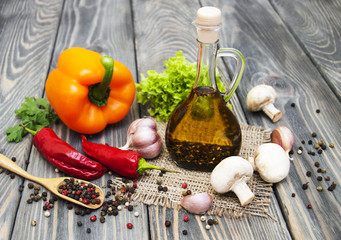 Wall Mural - Olive oil and vegetables