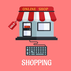 Aufkleber - Online shopping flat design