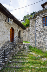 Canvas Print - Old courtyard in Berat, Albania