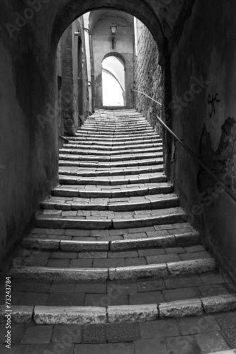 Fototapeta na wymiar Pitigliano, Tuscany, old city view. BW image