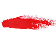 Red Grunge Brush Strokes Oil Paint Isolated On White