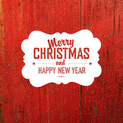 Poster - Vintage Christmas Label On Red Hardwood Texture