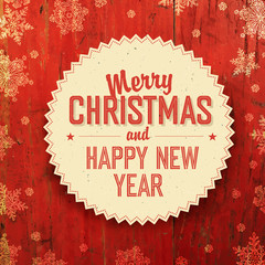 Wall Mural - Merry Christmas Design On Red Planks Texture