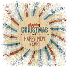 Aufkleber - Merry Christmas greeting with colorful rays background, vector.