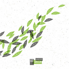 Aufkleber - Go Green Concept Poster With Leaves. Vector