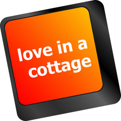 Poster - button keypad keyboard key with love is a cottage words