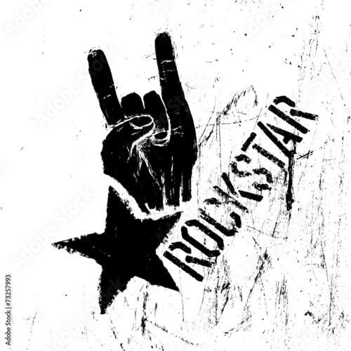 Valokuva Rockstar symbol with sign of the horns gesture. Vector template