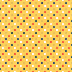 Aufkleber - Seamless colorful polka dots pattern with textured layer, vector