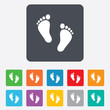 Child pair of footprint sign icon. Barefoot .