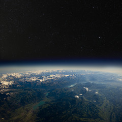 Wall Mural - high altitude view of the earth in space.