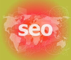 Poster - The word seo on digital screen, it concept
