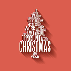 Wall Mural - Vector Abstract christmas tree made from  words