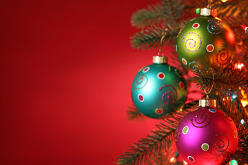 Wall Mural - christmas tree decorated with balls