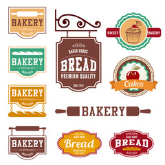 Fototapete - Bakery Vintage labels such as logo design vector templates