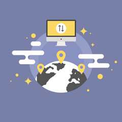 Aufkleber - Worldwide communication flat icon illustration
