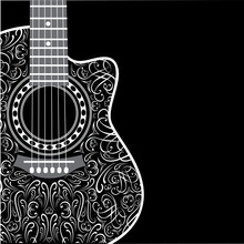 Background With Clipped Guitar And Stylish Ornament