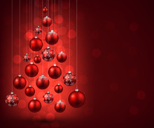 Christmas Tree With Red Christmas Balls.