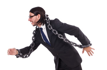 Man with chain isolated on the white