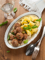 Wall Mural - Meatballs with potato