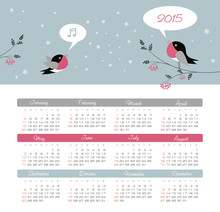 Calendar 2015 Year With Birds