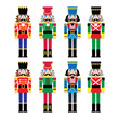 Christmas nutcracker - soldier figurine icons set