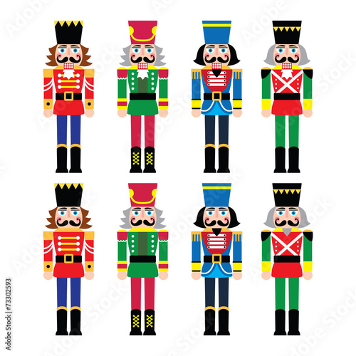 Fotografía Christmas nutcracker - soldier figurine icons set