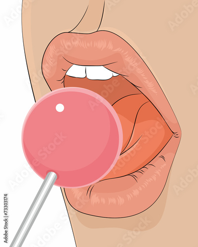 Nowoczesny obraz na płótnie Mouth licking candy