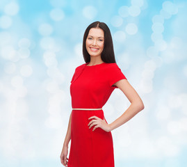 Poster - smiling woman in red dress