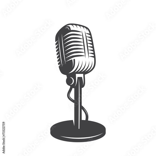 Fotomural Vector illustration of isolated retro, vintage microphone.