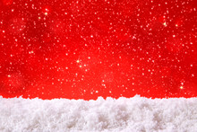 Red Christmas Background And White Snow. 