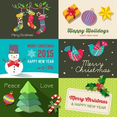 Wall Mural - Collection of Christmas elements, icons and holiday cards