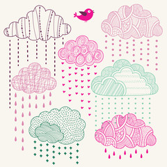 Sticker - Set of vector lacy clouds