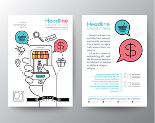 Wall Mural - Brochure Flyer design Layout with digital marketing concept