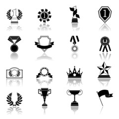 Wall Mural - Award icons set black