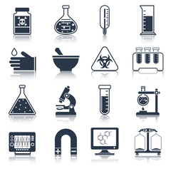 Wall Mural - Laboratory equipment icons black