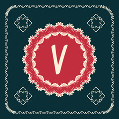 Vector square cards with letters of the alphabet V