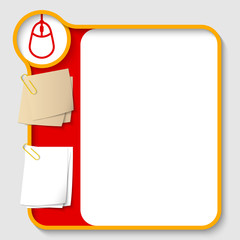 Sticker - vector text frames for any text with two paper clips and mouse i