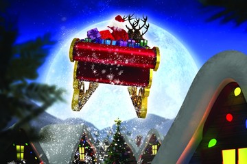 Aufkleber - Composite image of santa flying his sleigh