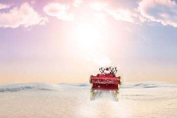 Poster - Composite image of santa flying his sleigh